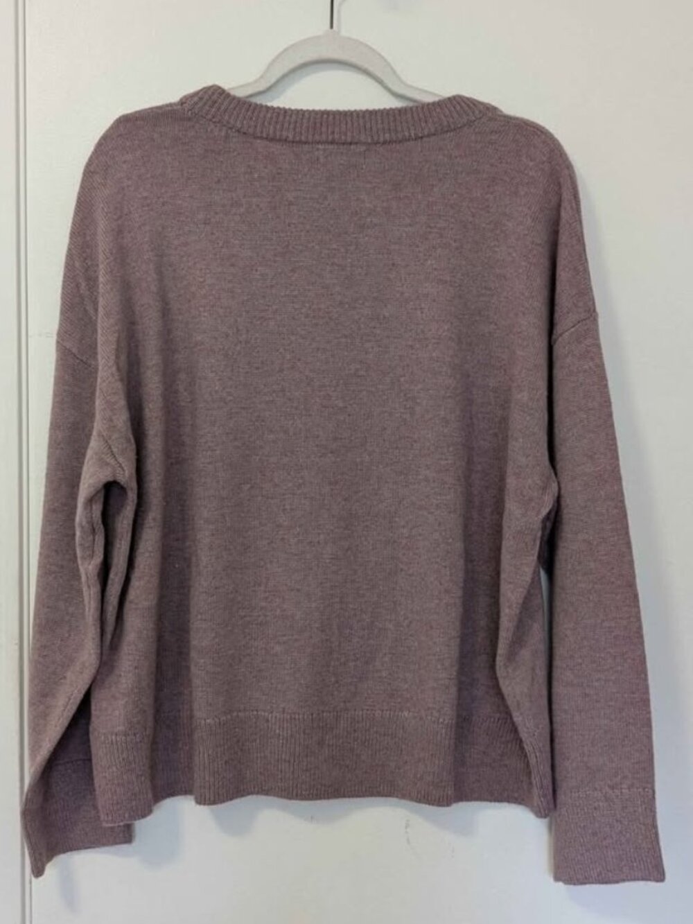 NWT Cashmere Blend Sweater XL Dusty Mauve Cozy Soft Crewneck Vertical Seam - Picture 4 of 8